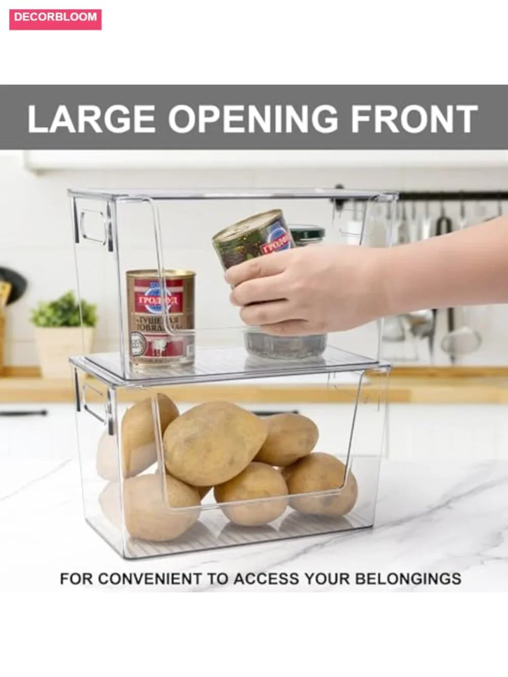 2 Pack Stackable Clear Storage Bins with Lids & Front Opening